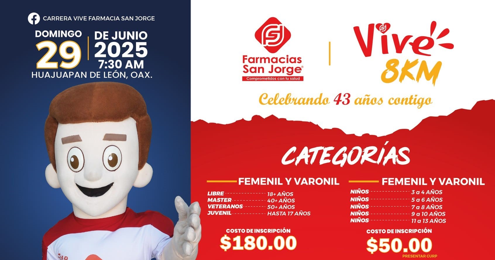 Carrera VIVE 8 km Farmacia San Jorge, convocatoria, correr es VIVIR