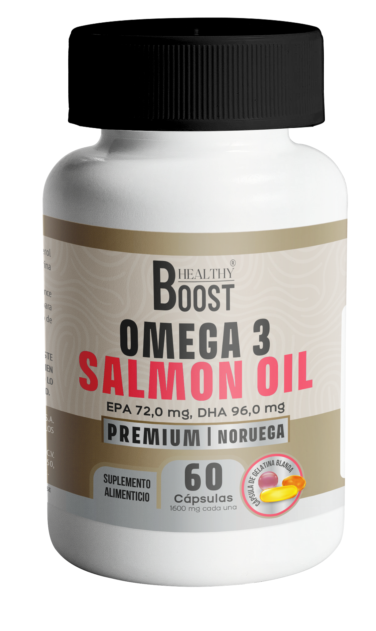Omega 3 Salmon Oil 1600 Mg Con 60 Capsulas Healthy Boost