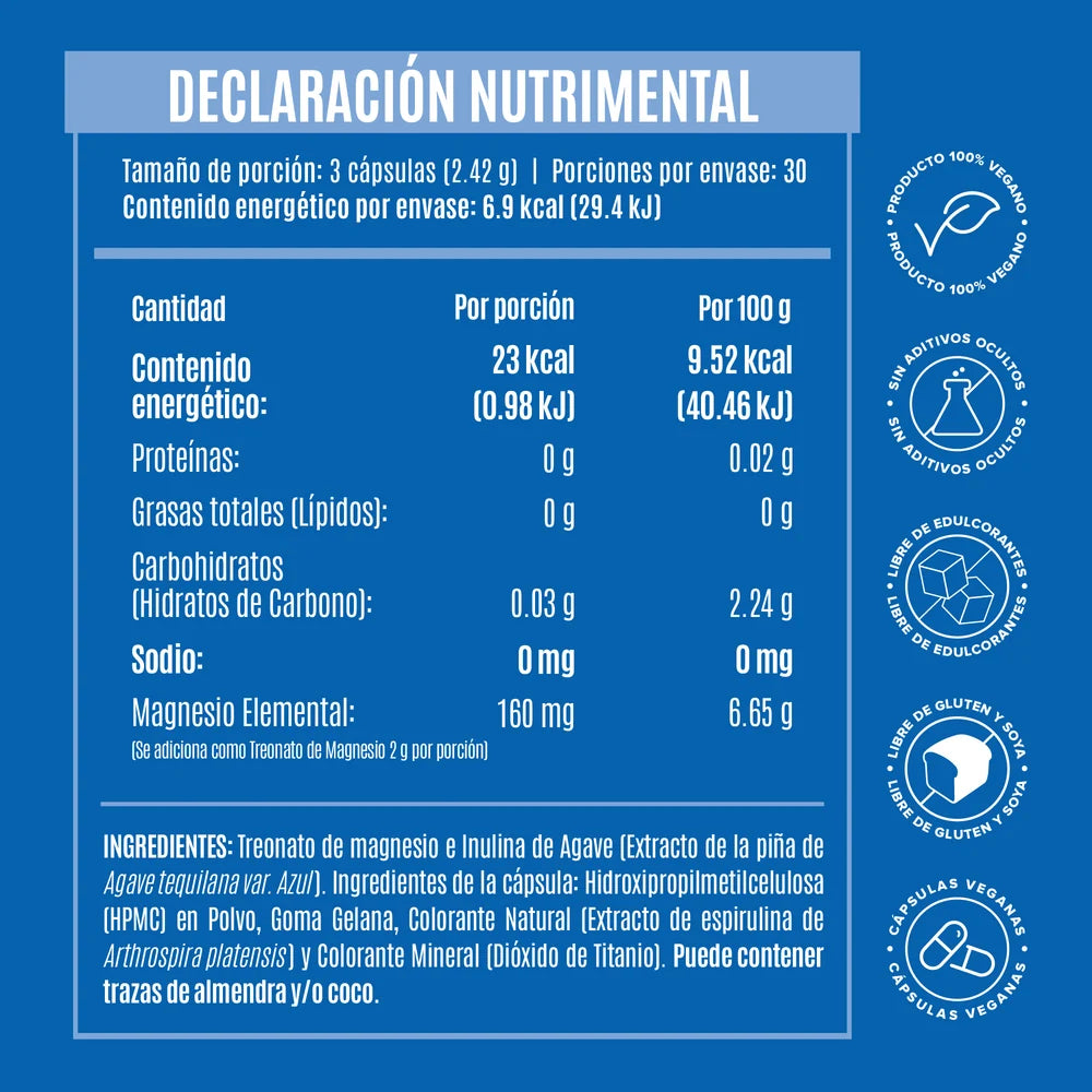 Treona Mag (Treonato De Magnesio) Suplemento Alimenticio Con 90 Capsulas