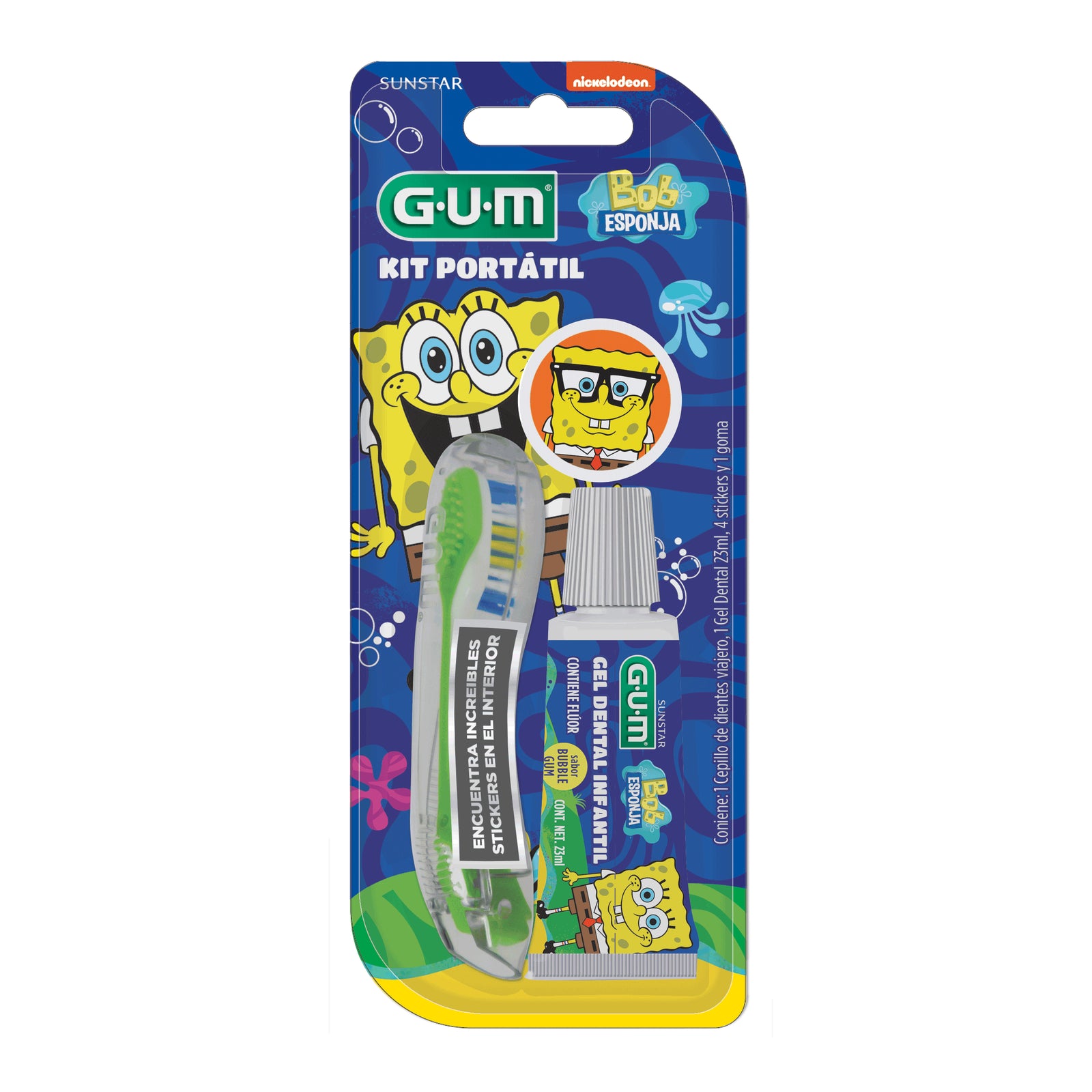 Kit Gum Cepillo Dental + Gel Dental Bob Esponja