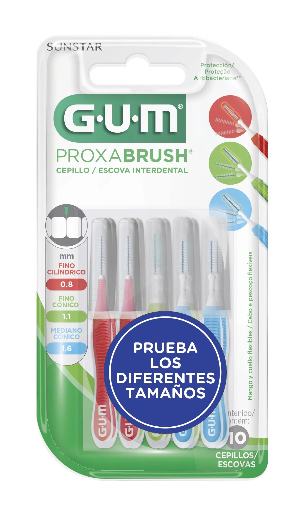Cepillo Dental Gum Proxabru Interdental C/10 Piezas