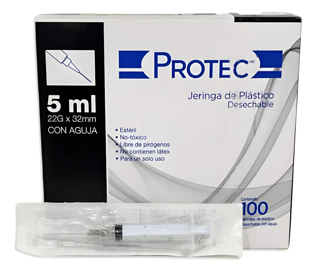Jeringa Desechable 5Ml 22Gx32Mm 100 Piezas