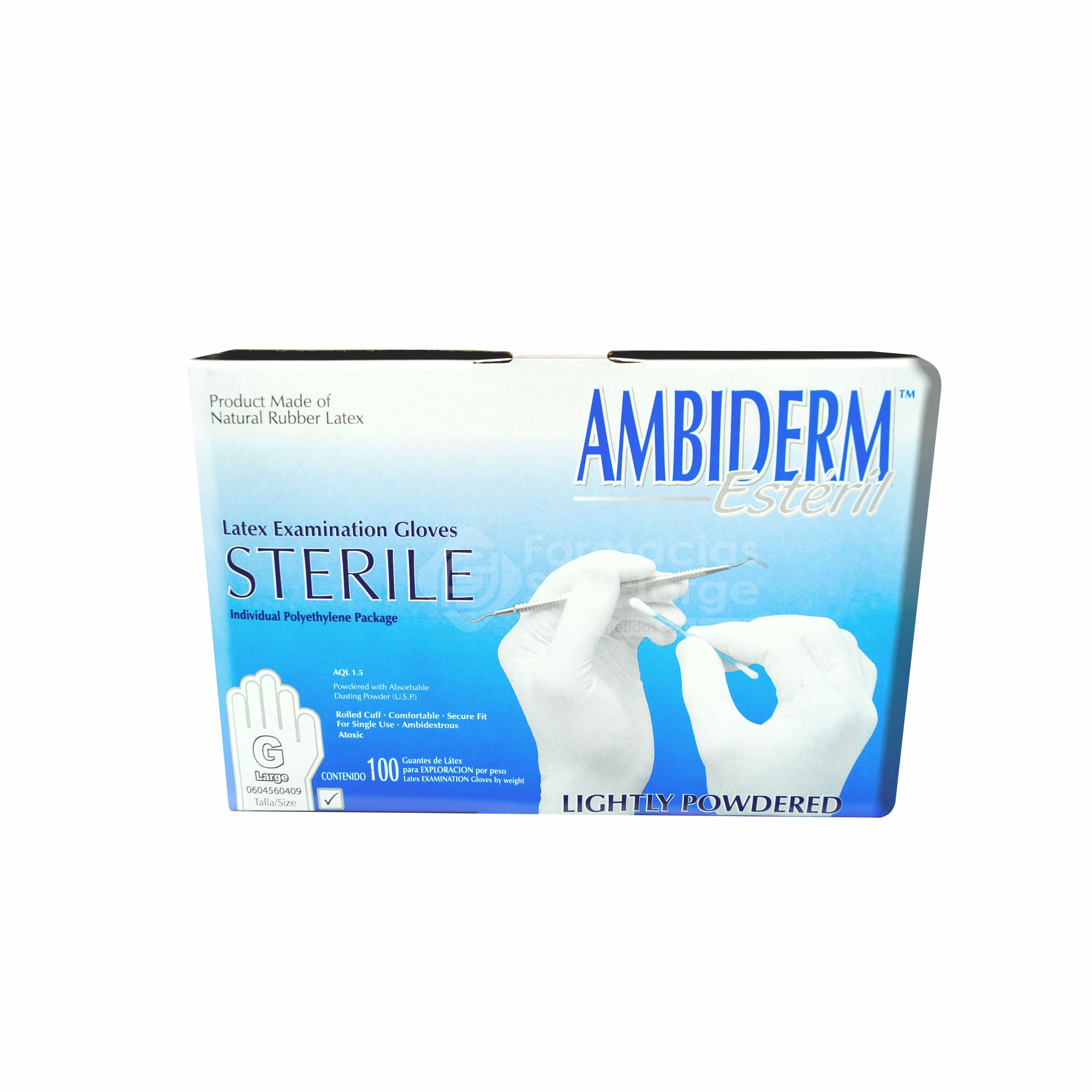 Guante Ambiderm Grande Caja Con 100 Piezas