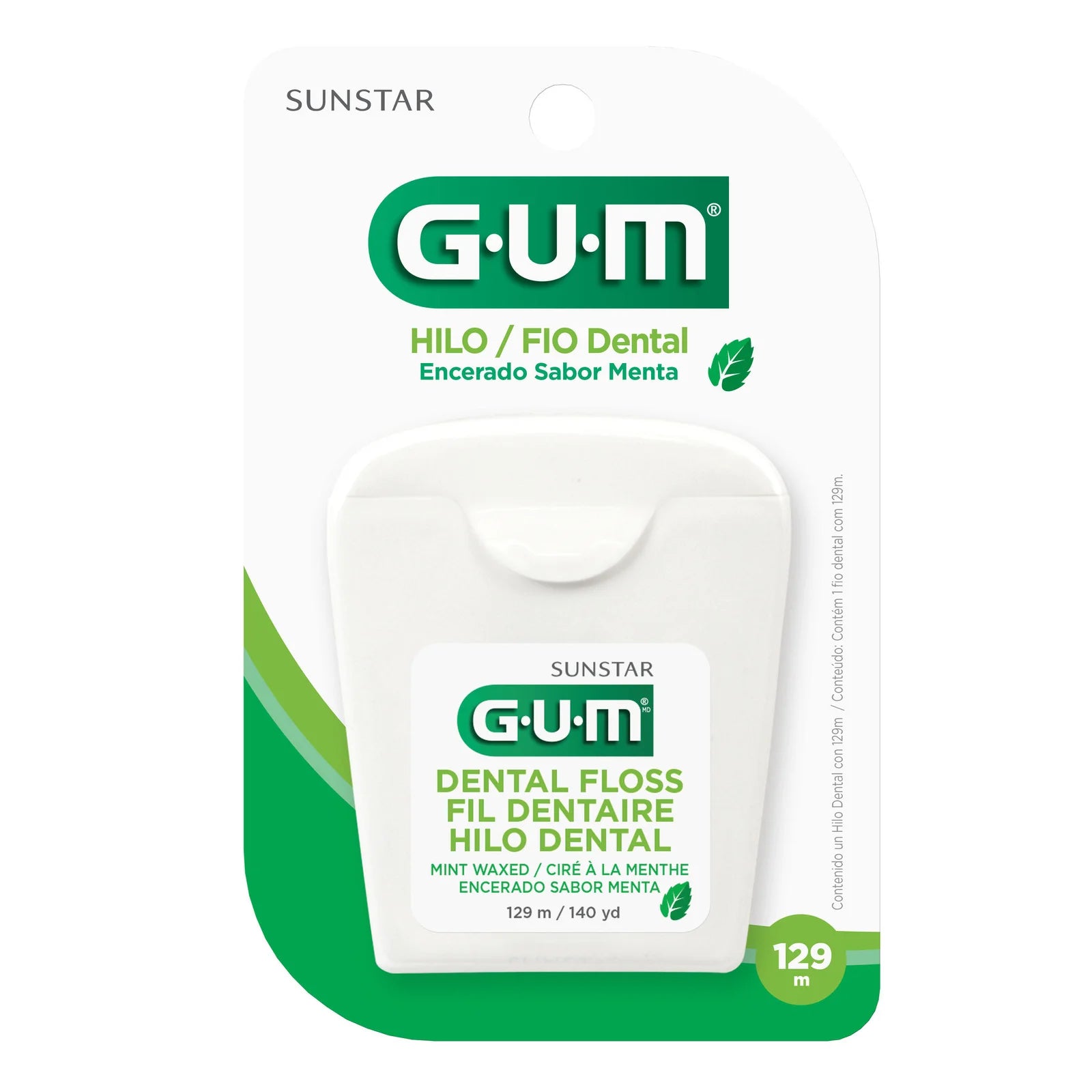 Hilo Dental Gum 128 M Encerado Sabor Menta
