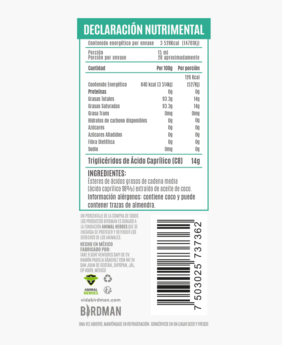 Bs Mct Oil Coco 270 Ml Birdman