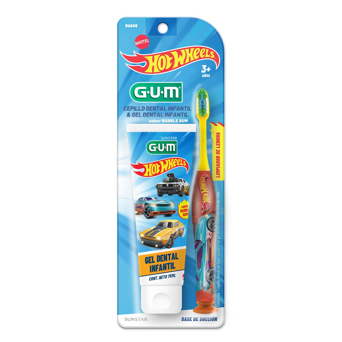 Cepillo Dental Gum Infantil +Gel Dental Hotwheels