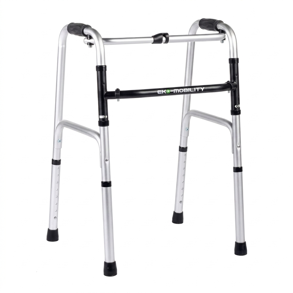 Ea100101C Andadera Fija Plata Aluminio Plegable Alta Ajustable