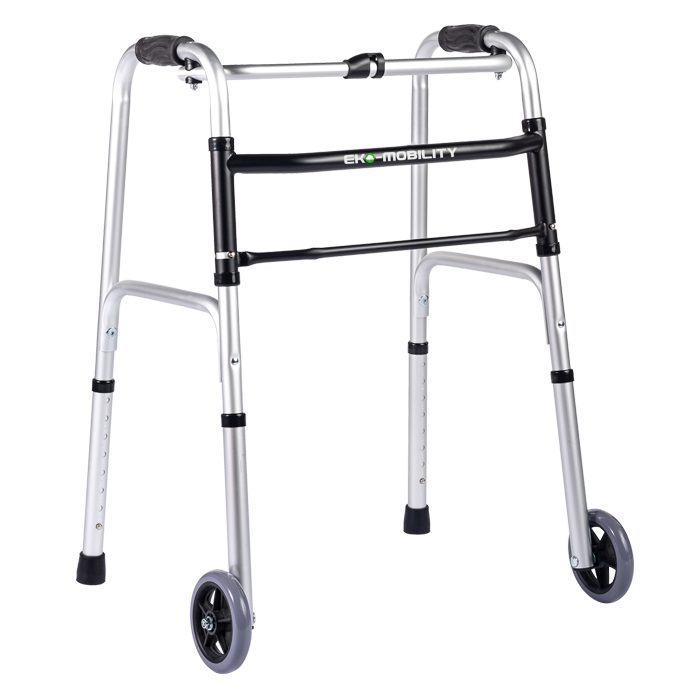 Ea200101C Andadera Con Ruedas Color Plata Aluminio Plegable Altura Ajustable