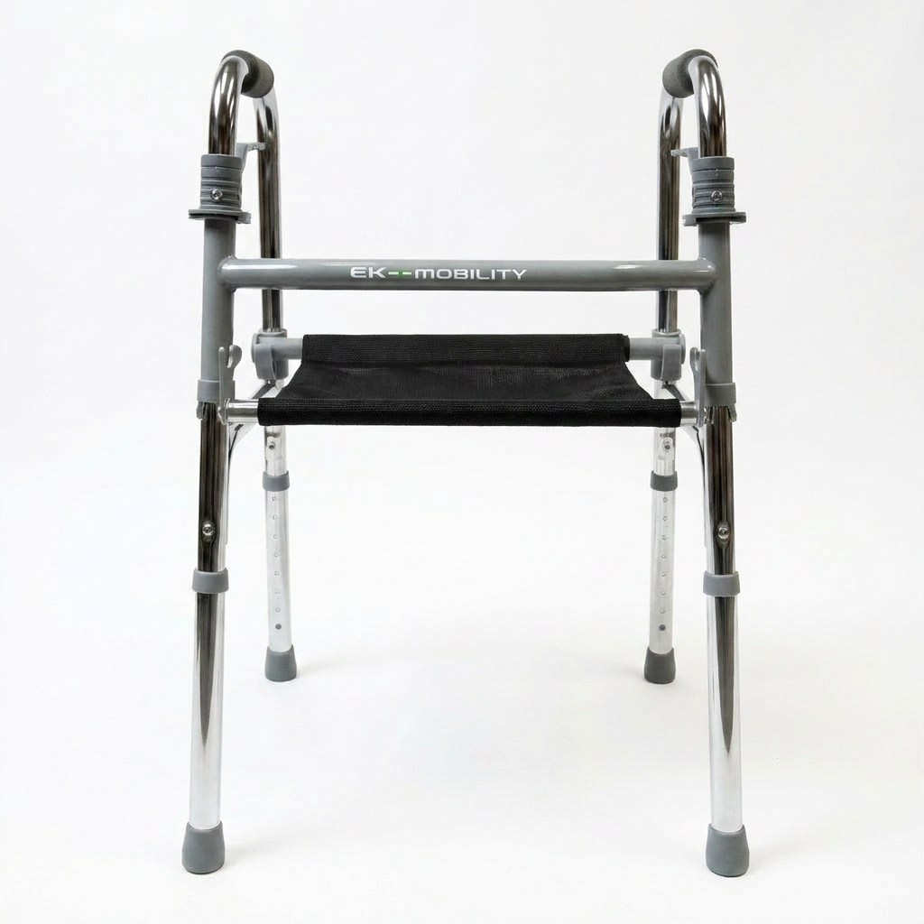 ANDADERA ALUMINIO PLATA CON ASIENTO PLEGABLE