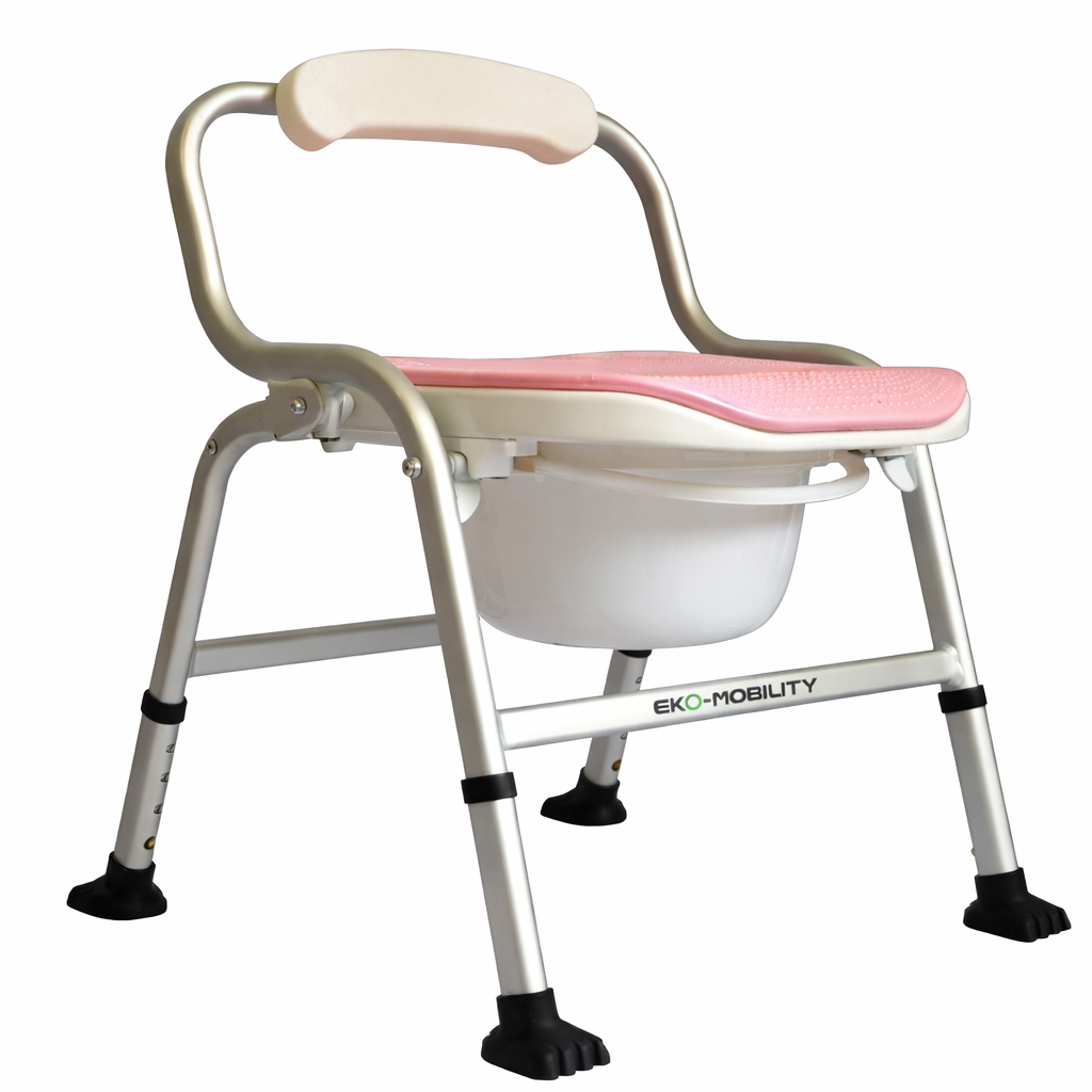 Silla Ducha/Comodo Rosa Aluminio Plegable Alt Ajustable