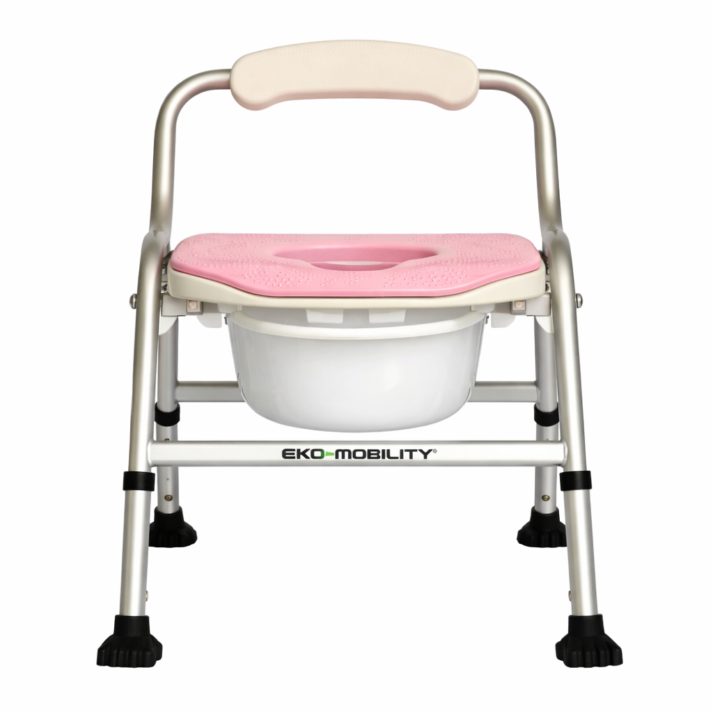 Silla Ducha/Comodo Rosa Aluminio Plegable Alt Ajustable