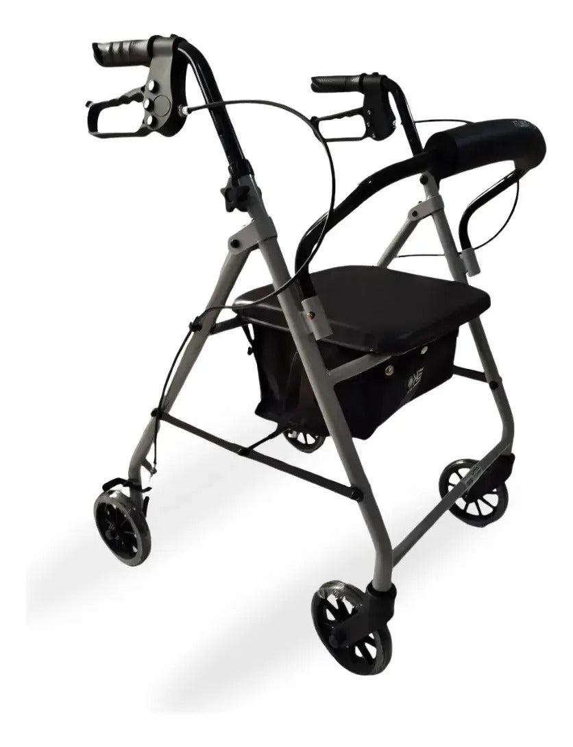 Andadera Rollator Plata Acero Con Bolsa Y Rueda 6X1