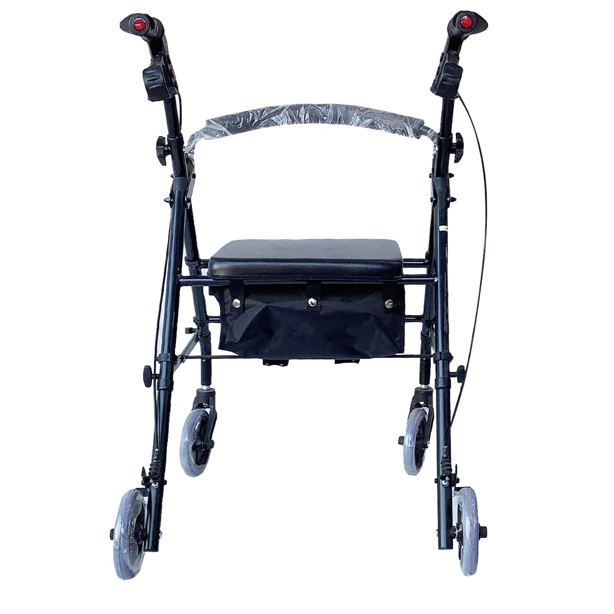 Andadera Rollator Kd Negra Acero Con Bolsa Y Ruedas 6X1