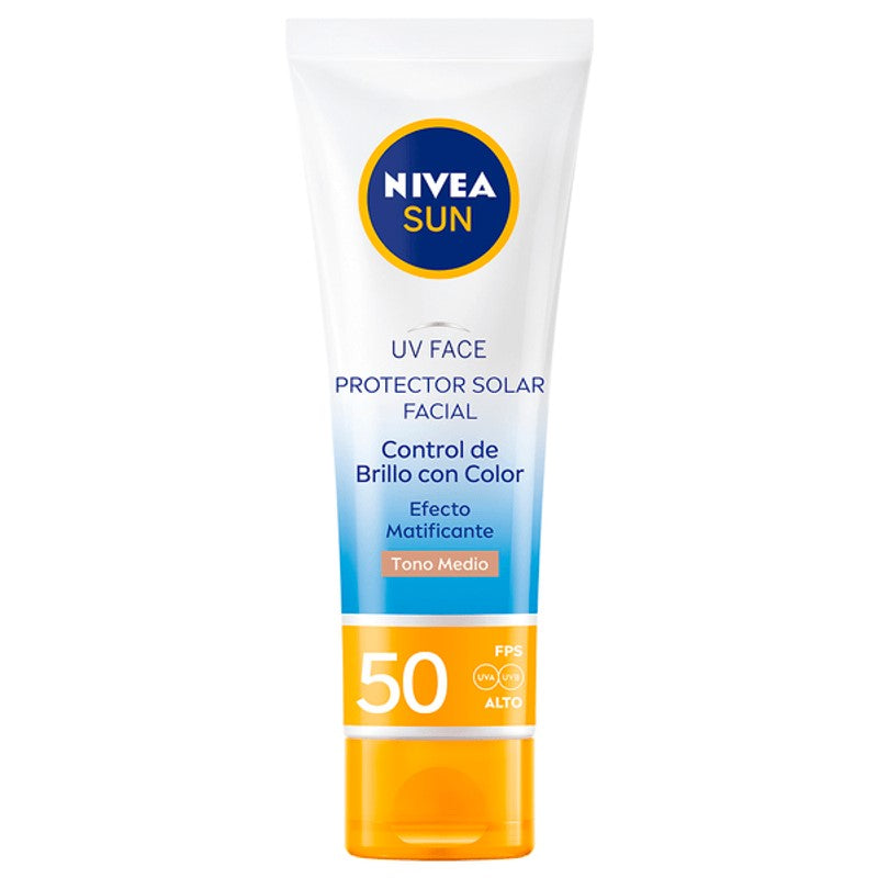 Protector Nivea Sun Brillo Tono Medio 50 Fps 50 Ml
