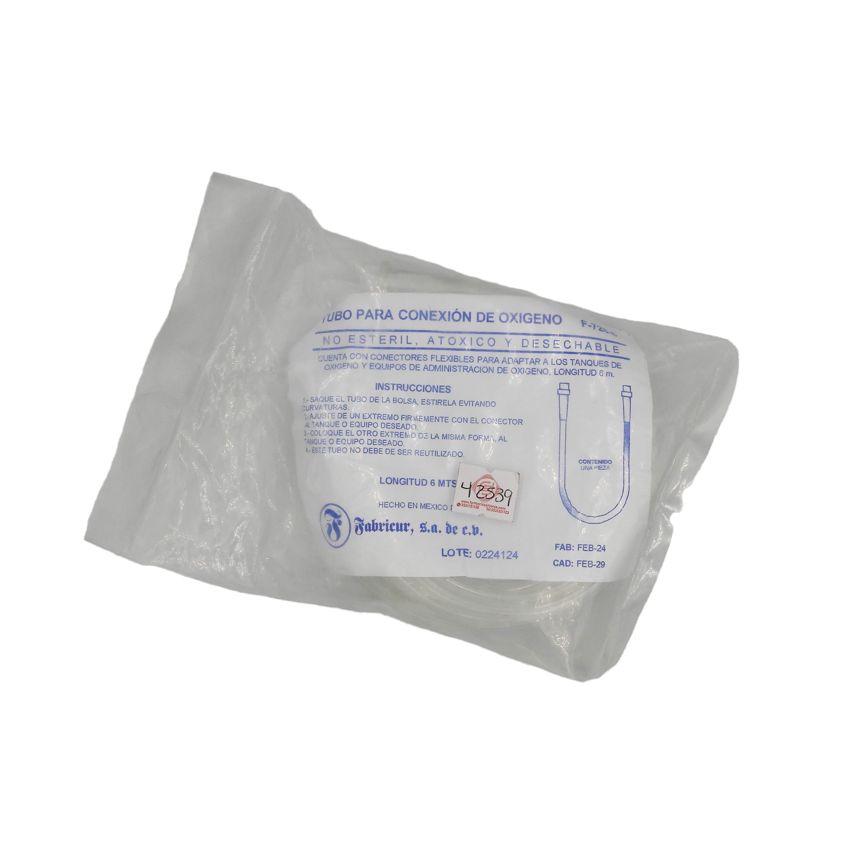 Tubo Para Conexion De Oxigeno 6 M Fabricur