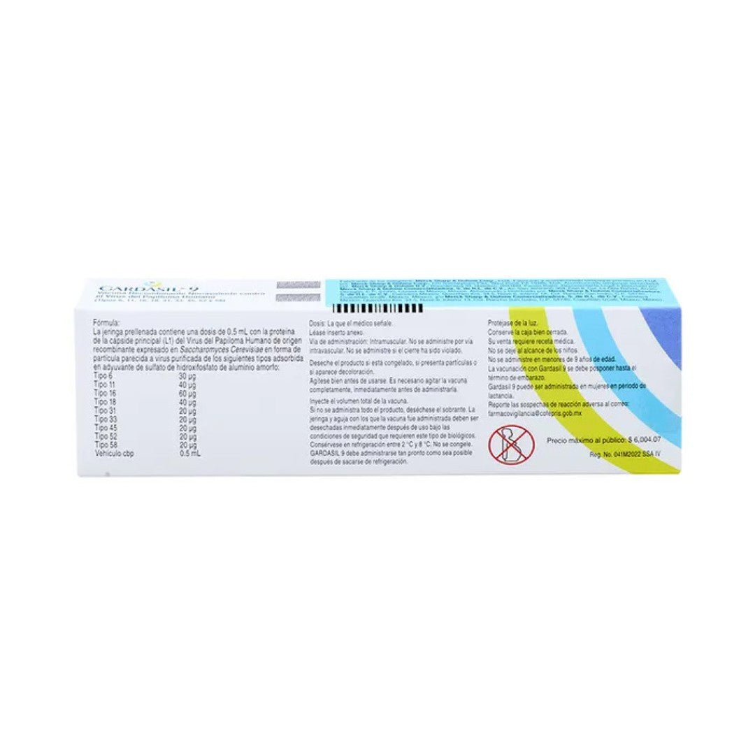 Gardasil 9 Nonavalente Vacuna Papiloma Humano Suspension Inyectable 0.5 Ml