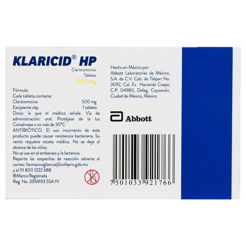 Klaricid-Hp 500 Mg Con 14 Tabletas