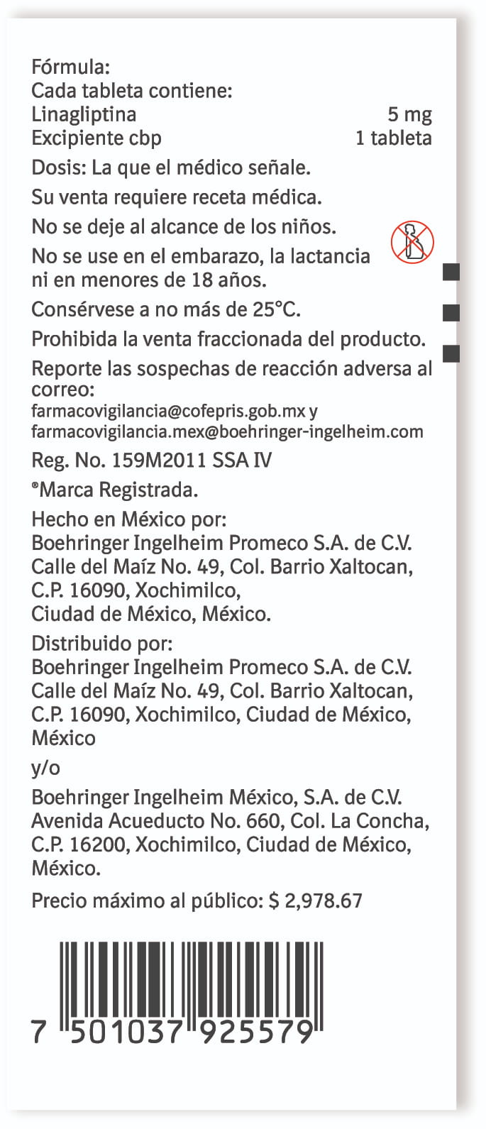 Trayenta 5 Mg Tabletas Con 30