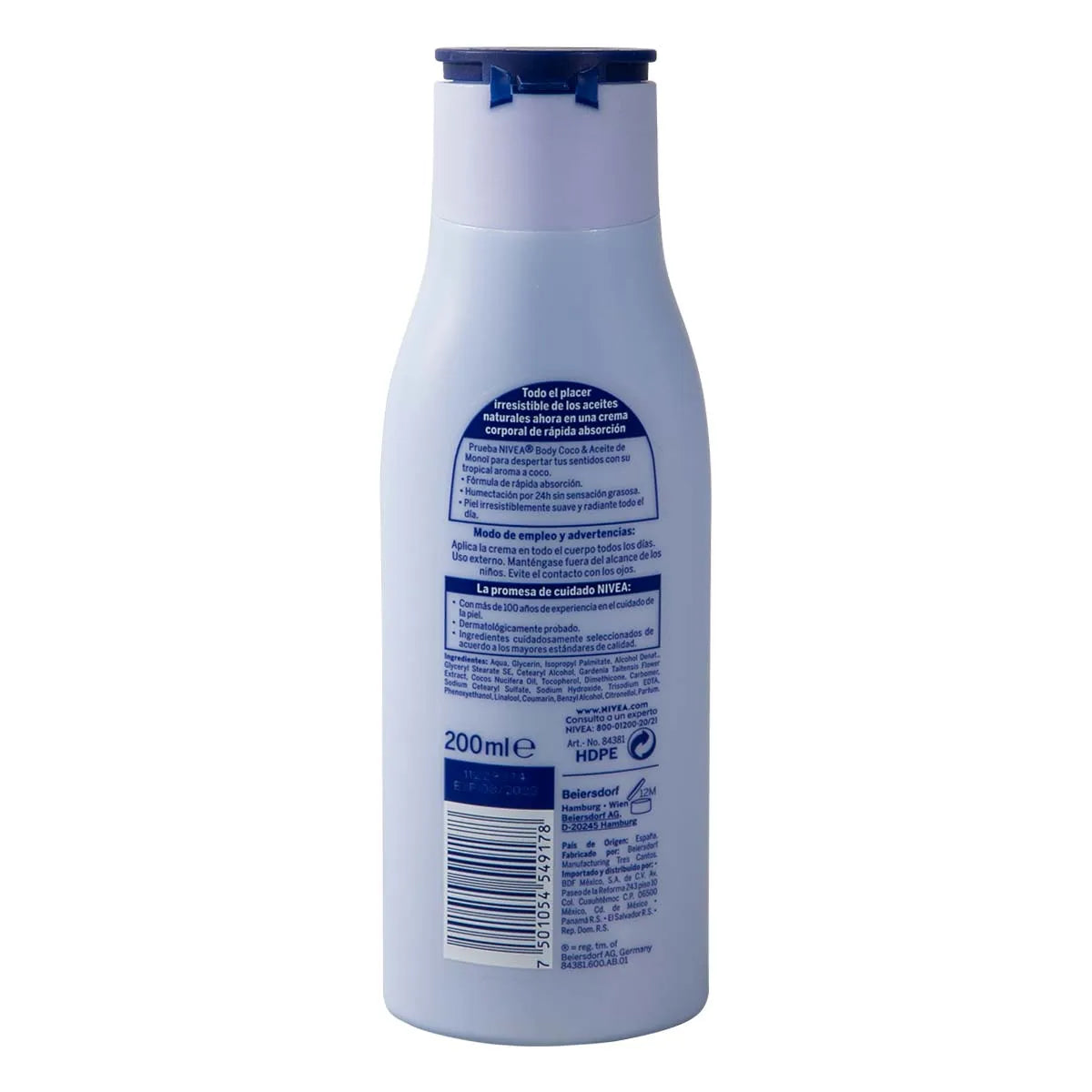 Crema Corporal Humectante NIVEA Senses Coco y Aceite de Monoi todo tipo de piel 220 ml