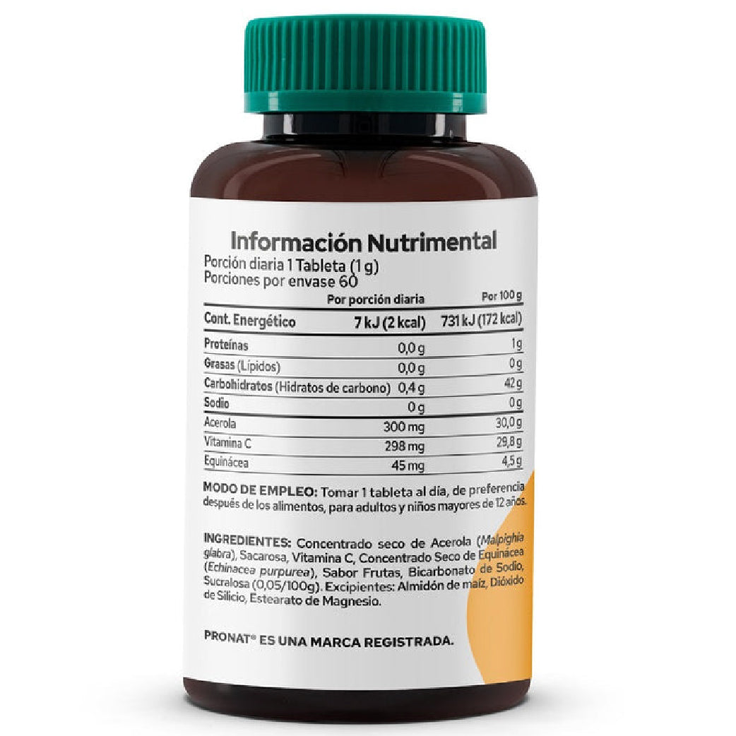 Acerola & Equinacea Adulto 1000 Mg Con 60 Tabletas Pronat