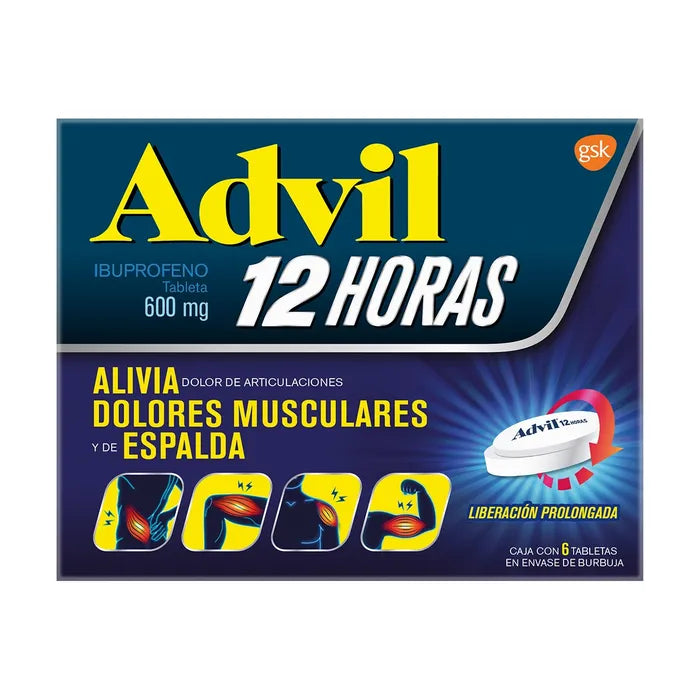 Advil 12 Horas 600 Miligramos 6 Tabletas