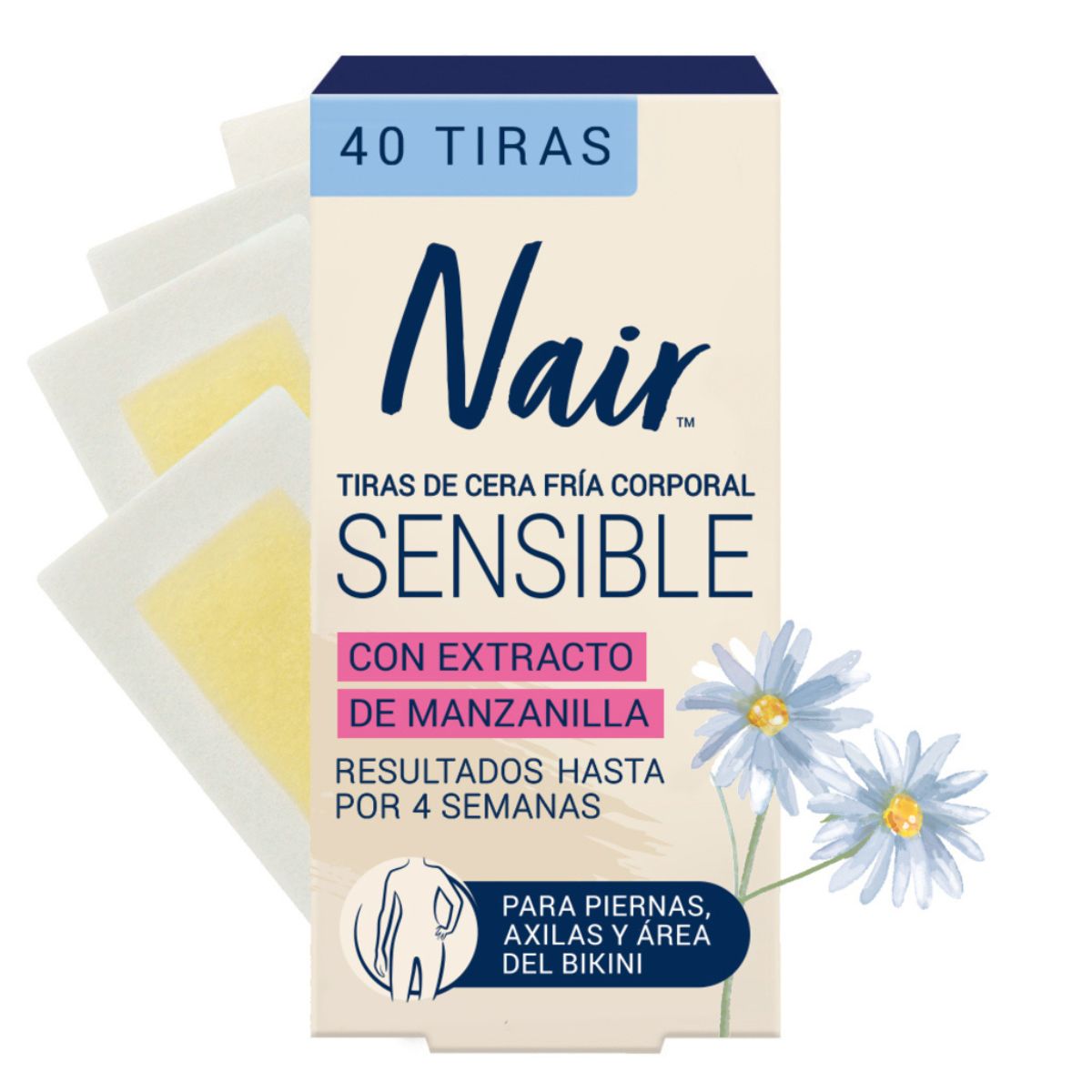 Cera Depiladora Nair Facial Cera Fria Sensible Con 40 Tiras