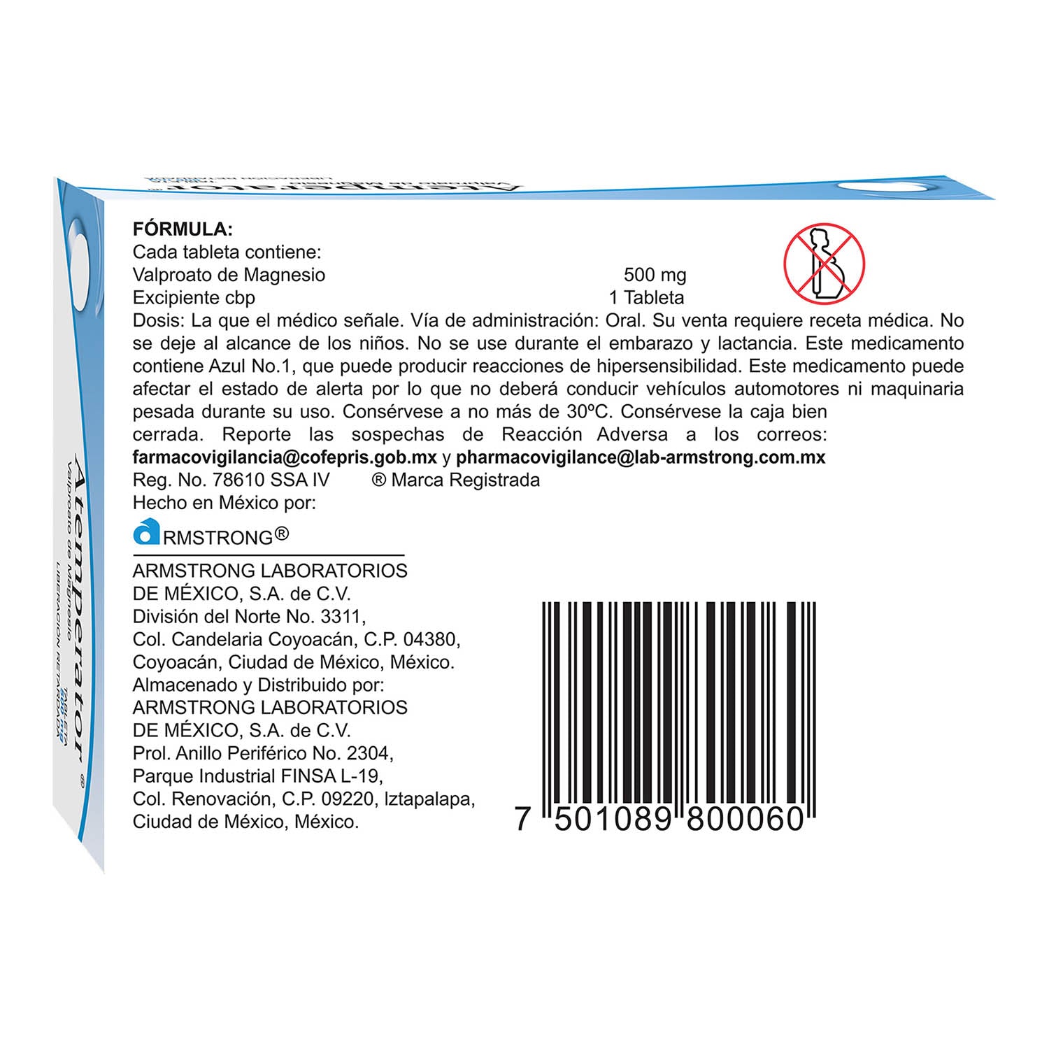Atemperator 500 Mg Con 20 Tabletas