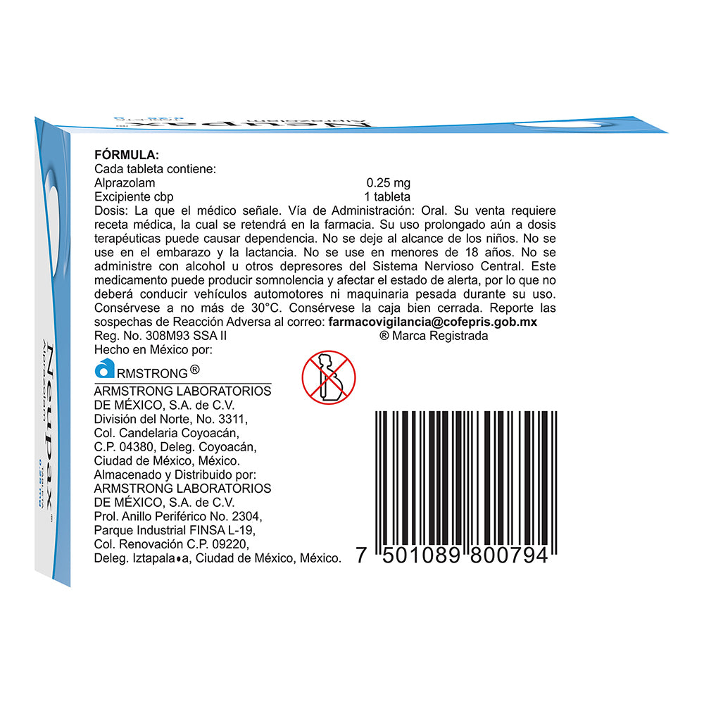 Neupax 0.25 Mg Con 90 Tabletas