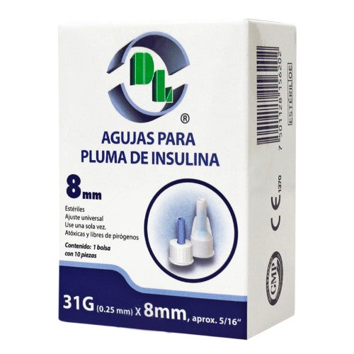 Aguja Insulina Dl 31 G X 8 Mm Con 10 Piezas