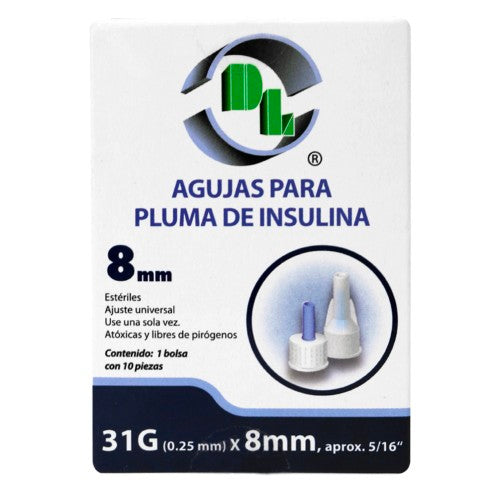Aguja Insulina Dl 31 G X 8 Mm Con 10 Piezas