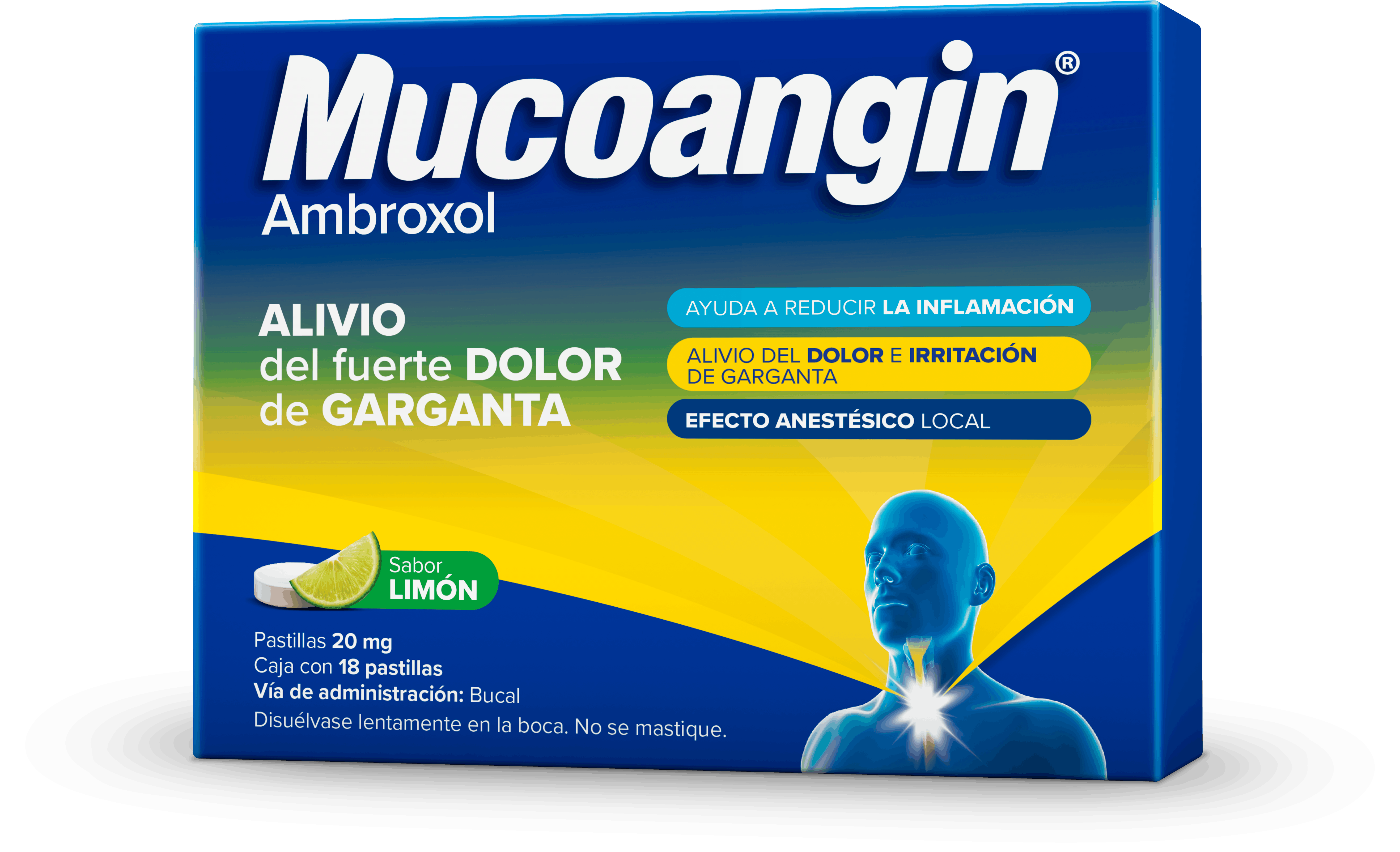 Mucoangin Limon 20 Mg Con 18 Pastillas