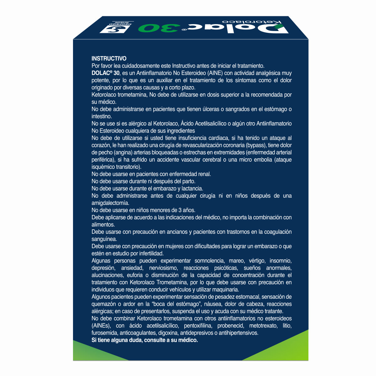 Dolac 30 Mg - Caja Con 2 Tabletas Sublingual Ketorolaco 7501300407016