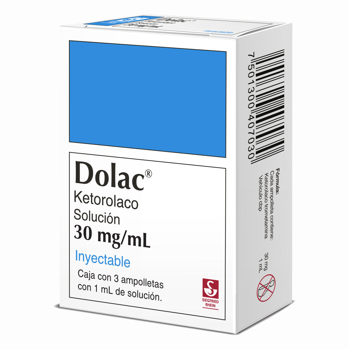 Dolac 30 Mg - Caja Con 3 Ampolletas Ketorolaco 7501300407030