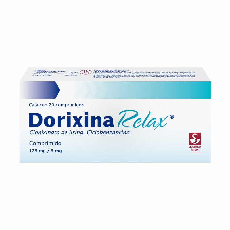 Dorixina Relax 125Mg - Caja Con 20 Comprimidos (Clonixinato De Lisina Y Clorhidrato De Ciclobenzapri
