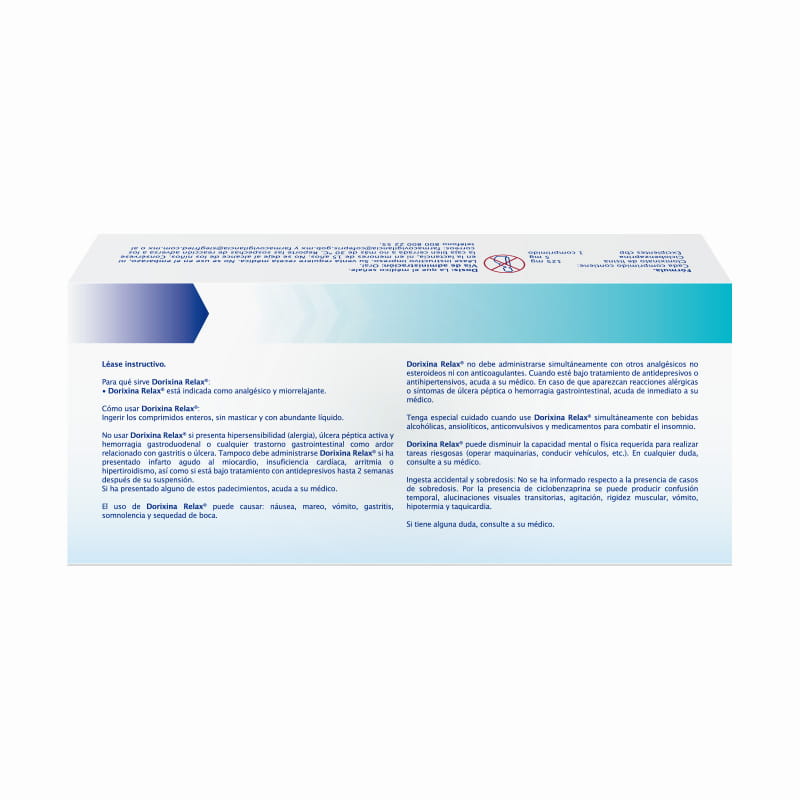 Dorixina Relax 125Mg - Caja Con 20 Comprimidos (Clonixinato De Lisina Y Clorhidrato De Ciclobenzapri