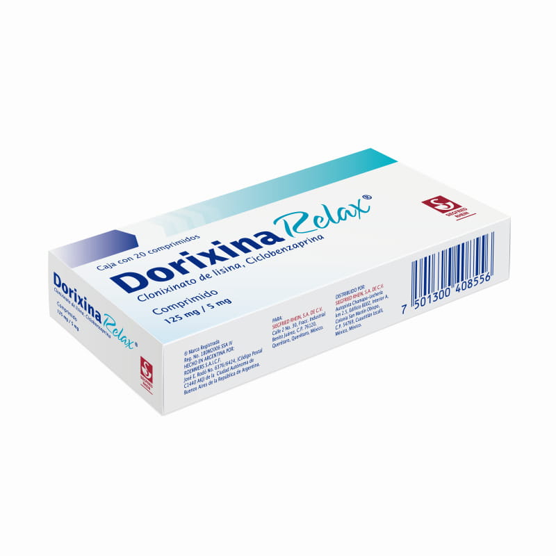 Dorixina Relax 125Mg - Caja Con 20 Comprimidos (Clonixinato De Lisina Y Clorhidrato De Ciclobenzapri