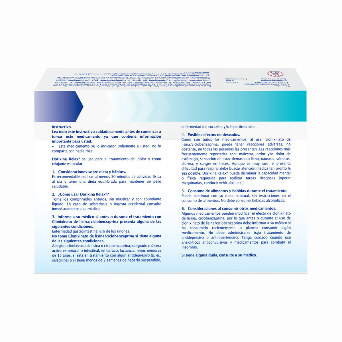 Dorixina Relax 125Mg - Caja Con 20 Comprimidos (Clonixinato De Lisina Y Clorhidrato De Ciclobenzapri