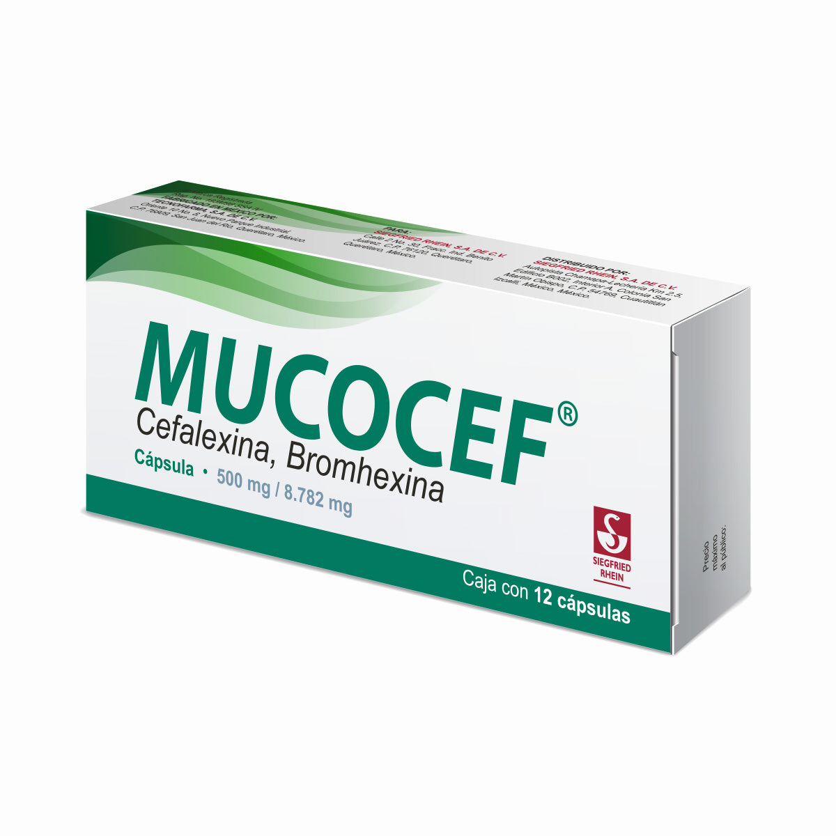 Mucocef 500 Mg / 8.782 Mg - Caja Con 12 Cápsulas (Cefalexina Y Bromhexina)