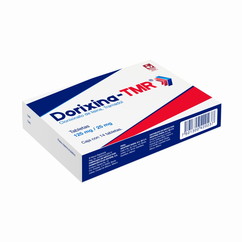 Dorixina-Tmr 125 Mg / 25 Mg - Caja Con 20 Comprimidos (Clonixinato De Lisina Y Clorhidrato De Tramad