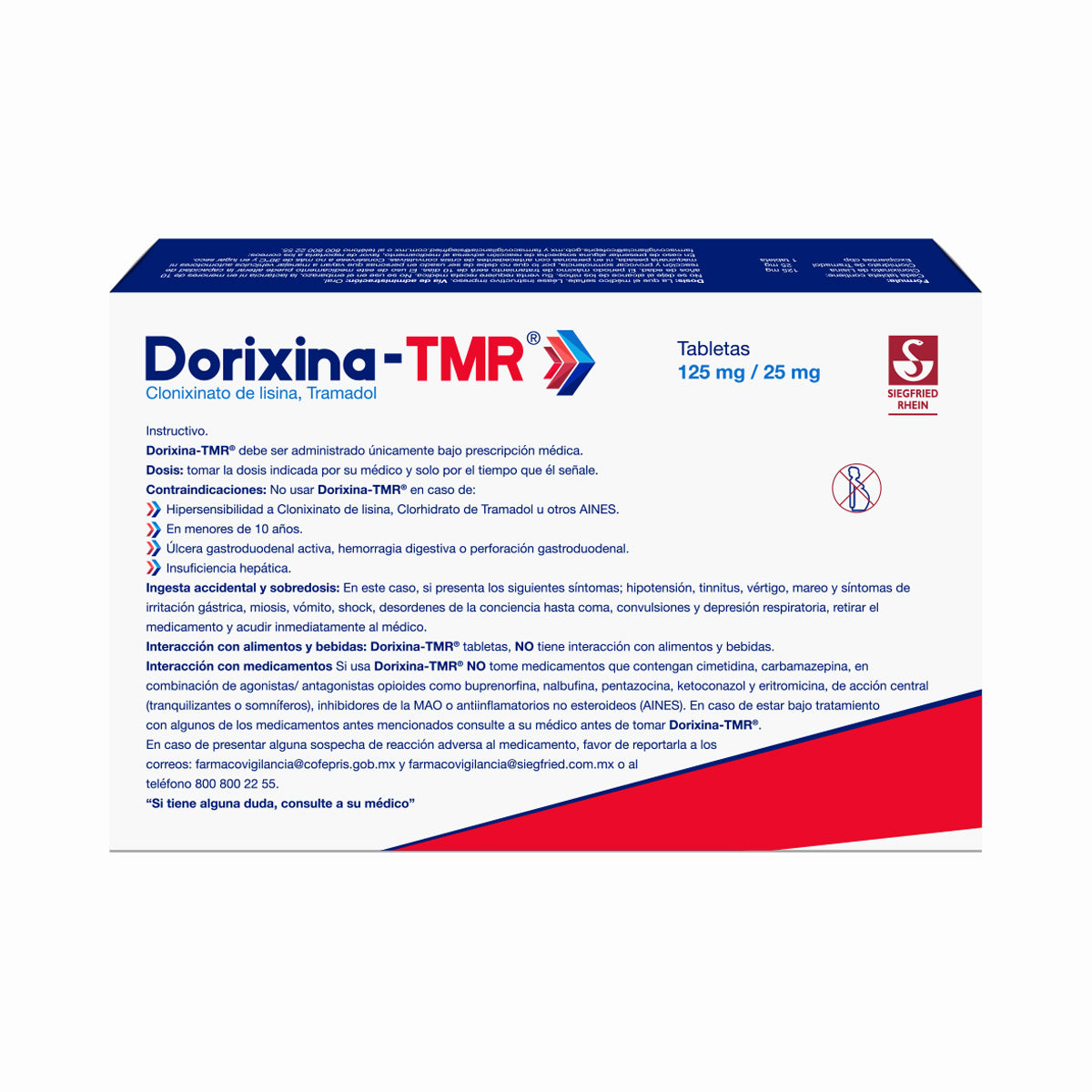 Dorixina-Tmr 125 Mg / 25 Mg - Caja Con 20 Comprimidos (Clonixinato De Lisina Y Clorhidrato De Tramad