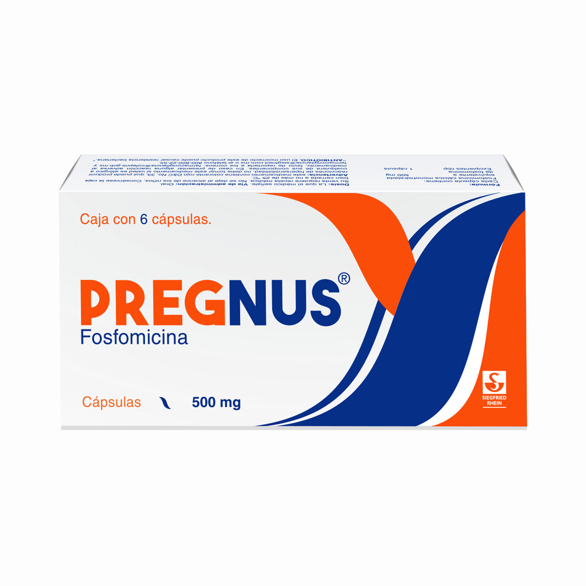 Pregnus 500 Mg - 6 Cápsulas Fosfomicina 7501300420497