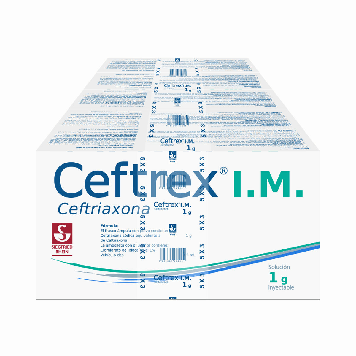 Ceftrex Im 1 G - Ampolletas Y Vial Para 5 Inyecciones (Ceftriaxona)