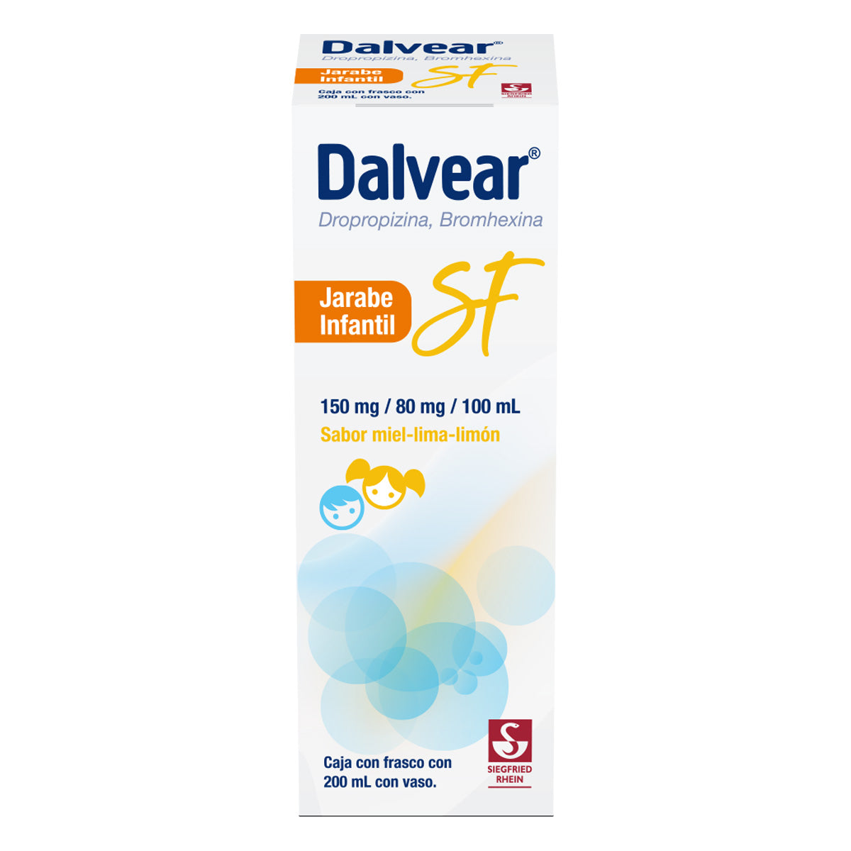 Dalvear Sf Infantil 150 Mg / 80 Mg - Jarabe Sabor Miel Y Lima Limón 200 Ml (Dropropizina Y Bromhexin