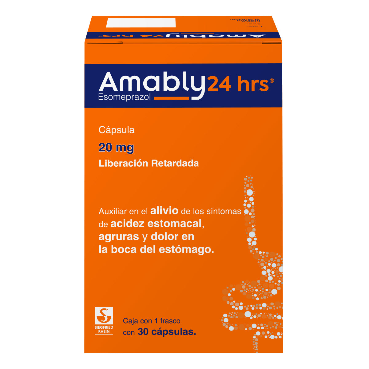 Amably 24 Hrs 20 Mg - Frasco Con 30 Cápsulas (Esomeprazol)