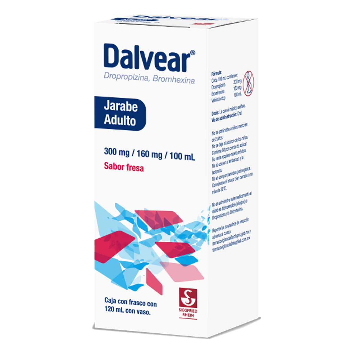 Dalvear Adulto 300 Mg / 160 Mg - Jarabe Sabor Fresa 120 Ml (Dropropizina Y Bromhexina)