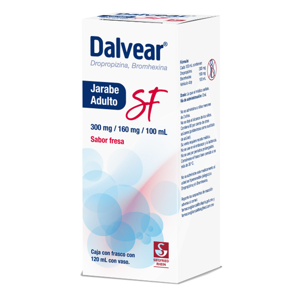 Dalvear Sf Adulto 300 Mg / 160 Mg - Jarabe Sabor Fresa 120 Ml (Dropropizina Y Bromhexina)