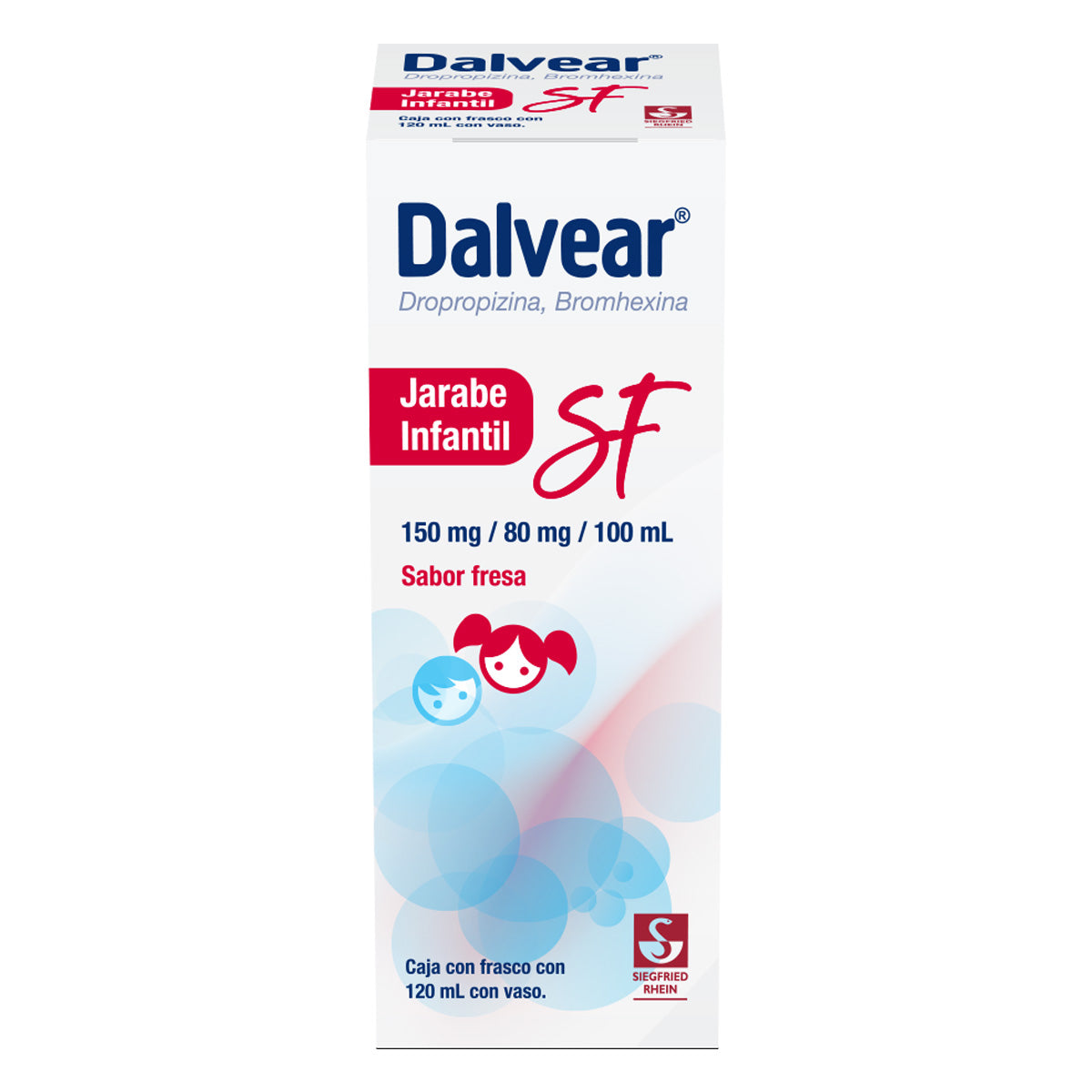Dalvear Sf Infantil 150 Mg / 80 Mg - Jarabe Sabor Fresa 120 Ml (Dropropizina Y Bromhexina)