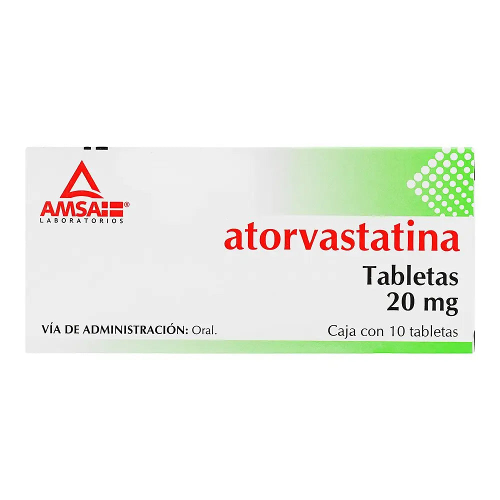Atorvastina 20 Mg Caja Con 10 Tabletas Amsa
