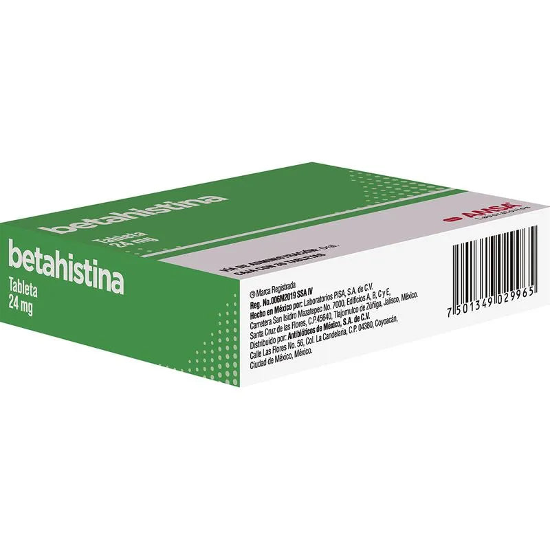 Betahistina 24 Mg Con 30 Tabletas Amsa