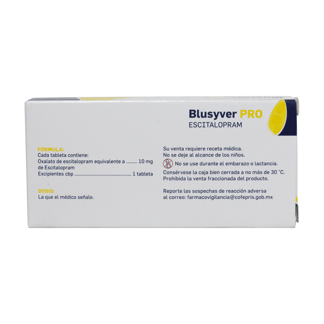 Blusyver-Pro (Escitalopram) 10 Mg Con 28 Tabletas